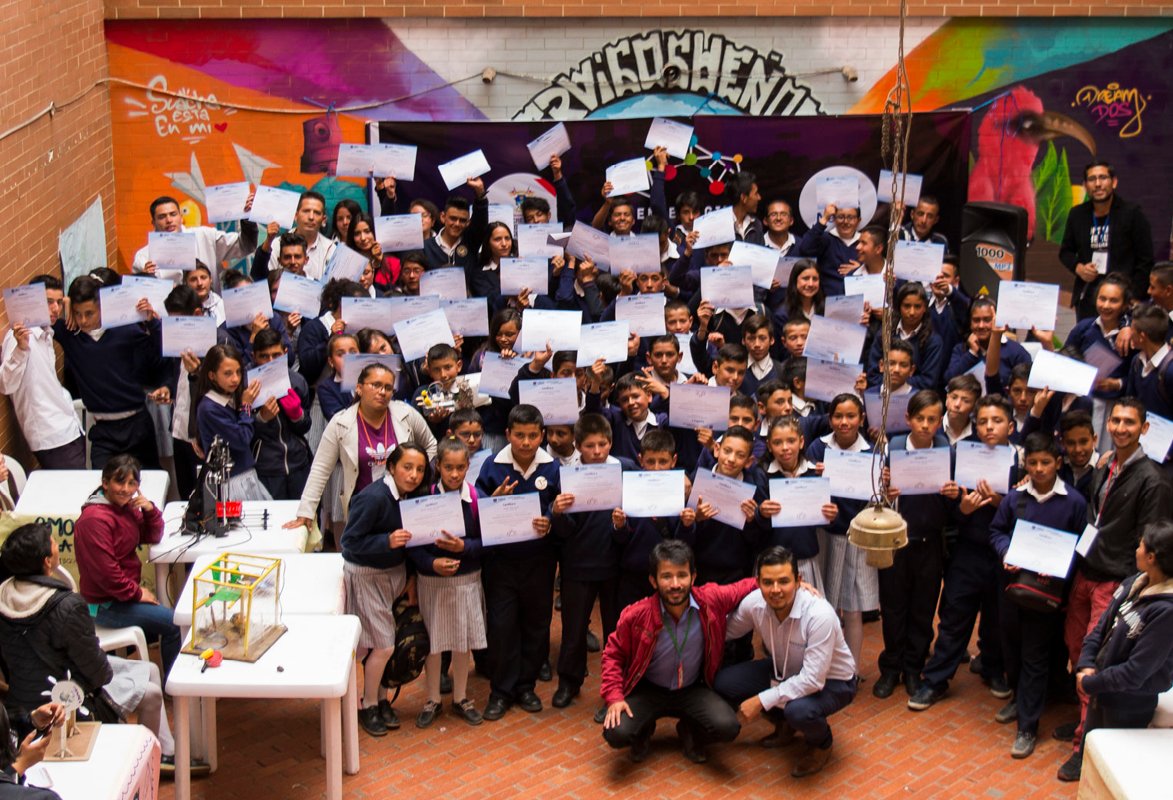 Photo of kids with certificates from the programme.