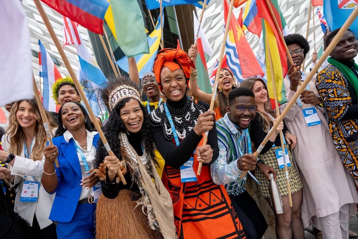 One Young World flagbearers at the One Young World Summit 2023